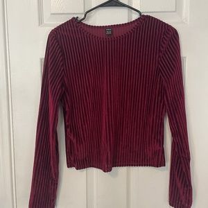 Ribbed Maroon Velvet Top